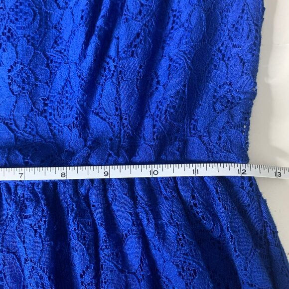 B. Darlin Blue Lace Short Sleeve Elastic Waist Mini Dress - Picture 7 of 9